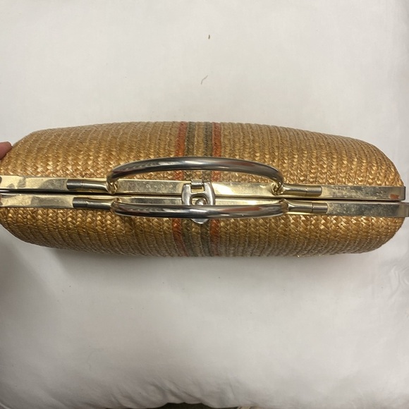Vintage Pier Giorgio Italy Straw Handbag Metal Handle - Picture 9 of 16